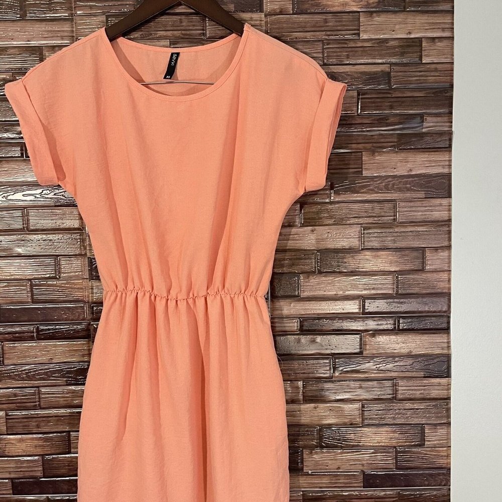 Savvi Womens Dress Size XS Peach Corral Pockets Short Sleeve - Picture 2 of 6